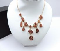 Gold Sterling Silver Crystal Necklace New With Gift Box