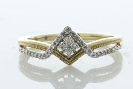 10ct Yellow Gold Crossover Wishbone Style Diamond Ring 0.10 Carats