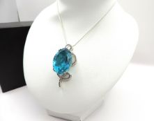 Sterling Silver Topaz Necklace New With Gift Box