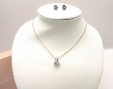 Sterling Silver Gemstone Pendant Necklace & Earrings New With Gift Box