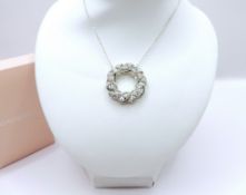 Sterling Silver Open Circle Gemstone Pendant Necklace New With Gift Box