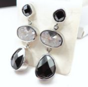 Sterling Silver Crystal Drop Earrings New With Gift Box