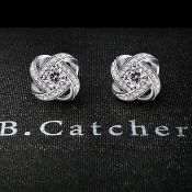Sterling Silver Cubic Zirconia Stud Earrings New With Gift Box