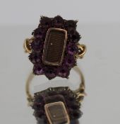 Victorian Mourning Ring With 12 Glass Stones