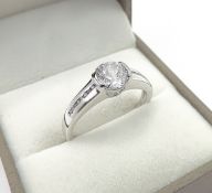 Sterling Silver 2.25 CT Simulated Solitaire Diamond Ring New With Gift Pouch