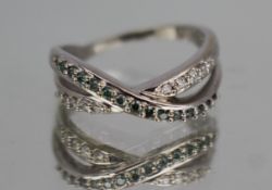 Vintage 9ct Diamond and Demantoid Ring