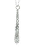 9ct White Gold Diamond Bar Pendant and 18