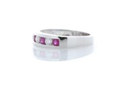 9ct White Gold Semi Eternity Diamond and Ruby Ring