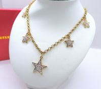 Signed Butler & Wilson Crystal Star Charm Necklace New With Gift Box