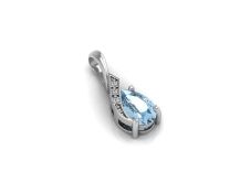 9ct White Gold Diamond and Blue Topaz Pendant