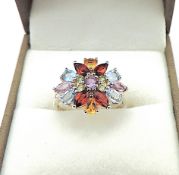 Sterling Silver Tutti Frutti Gemstone Ring New With Gift Box
