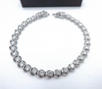 Sterling Silver 14 Carat White Gemstone Tennis Bracelet New With Gift Box