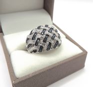 Blue Diamond Ring In Sterling Silver New With Gift Box
