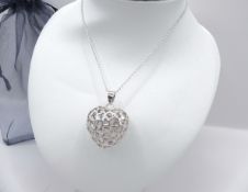Sterling Silver Heart Pendant Necklace New With Gift Pouch