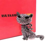 Signed Butler & Wilson Crystal Cat Brooch New With Gift Box