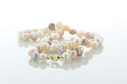 18 Inch Baroque Shaped Freshwater Cultured 8.0 - 8.5mm Pearl Necklace With Brass Clasp