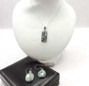 Sterling Silver Mother of Pearl Necklace & Earrings New With Gift Box