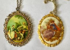 A Pair of Vintage Western Germany Filigree Pendants & Chains