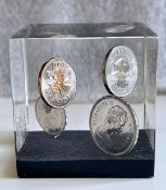 Vintage Lucite/Acrylic Canadian Coin Paperweight
