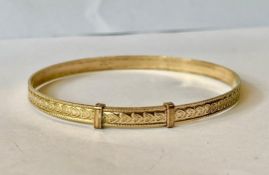 Vintage 9ct Rolled Gold Expandable Heart Celtic Bangle