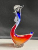 Art Glass Blue & Red Rooster