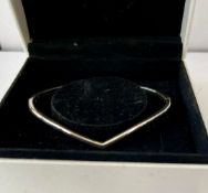 Pandora Polished Silver V Shaped Wishbone Hinged Bangle