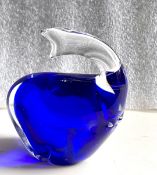 Vintage Cobalt Blue Glass Elephant Paperweight