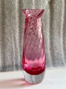 Vintage Caithness Handmade Lead Crystal Swirl Pink Vase