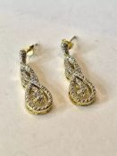 A Pair of Gold Plated Silver & Diamond Pendant Earrings With Valuation