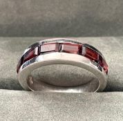 Vintage Substantial Silver Garnet Ring
