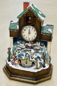 Musical Christmas Village Scene Cuckoo Clock With LED Lights & Sounds New Sealed Box