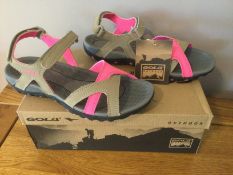 Gola Womens “Cedar” Hiking Sandals, Taupe/Hot Pink, Size 4 - Brand New
