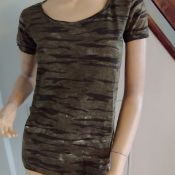 New Bagged Tagged Job lot Ladies Camo Print Short Sleeve Sheer Back T-shirt x 20 Size 6-14