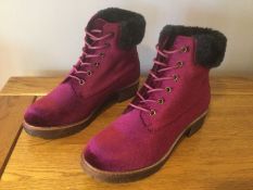 Dolcis “Joan” Ankle Boots, Size 4, Wine Velvet - New RRP £49.99