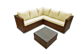 5-Seater Temple Rattan Corner Sofa Set - Brown (SBA-00180)