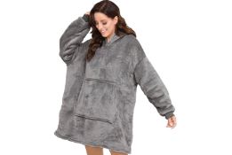 Oversized Ultra-Soft Fleece Snuggle Hoodie - Grey (AQA-00117)