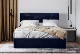 Gas Lift Ottoman with Button Headboard - Double - Navy (MTOSB-00333-4)
