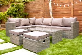 8-Seater Gunnersbury Rattan Corner Sofa Set - Grey (NBN-00030)