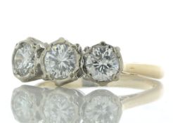 18ct Yellow Gold Three Stone Rub Over Set Diamond Ring 1.15 Carats