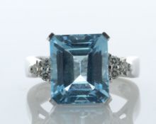 9ct White Gold Diamond and Blue Topaz Ring (T6.00) 0.18 Carats