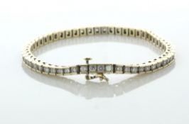 14ct Yellow Gold Tennis Diamond Box Link Bracelet 5.00 Carats