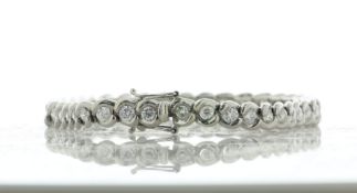 18ct White Gold Ladies Dress Diamond Bracelet 7 Inch 5.00 Carats
