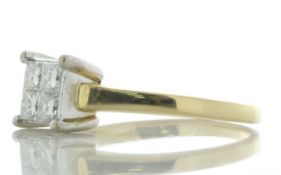 18ct Yellow Gold Princess Cluster Diamond Ring 0.80 Carats