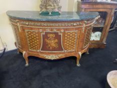 Louis XV Style French Marble Topped Demilune Commode