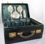 Early 20th c. Cased Silver Travelling Vanity Case By Walker & Hall