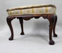 Early/Mid 20th c. Walnut Upholstered Footstool
