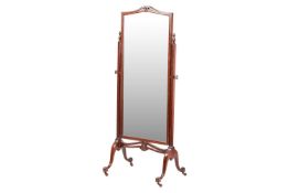 Edwardian Mahogany Cheval Dressing Mirror
