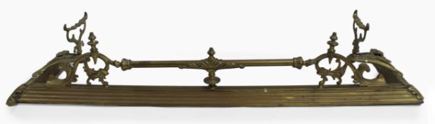 Ornate Victorian Brass Fire Fender With Rests