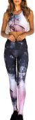 Women's Yoga Sport Suit Fitness Set, Slim 2 Piece Set, Size Large