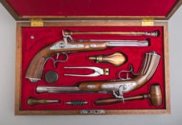 Paar Duell Perkussions-Pistolen mit Kasten (70er J.)